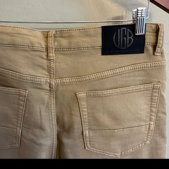Men's Vintage Genes Black  Slim Fit Tan Jeans 32"Wx30"L - Picture 4 of 9